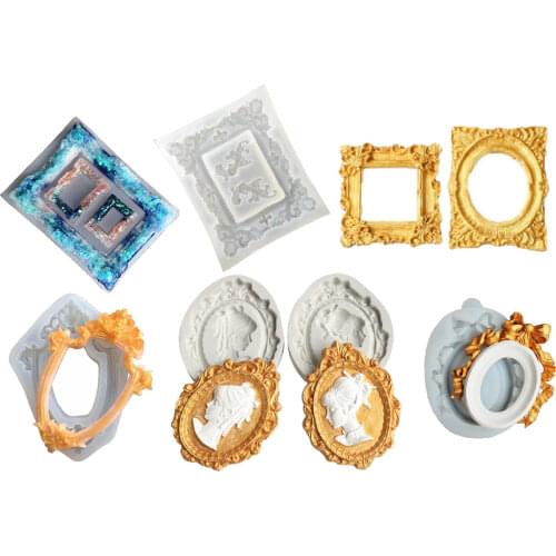Photo Frame Silicone Molds Vintage Resin Mould Jewelry Accessories Picture Frames Girls Lace Carved Decorative DIY