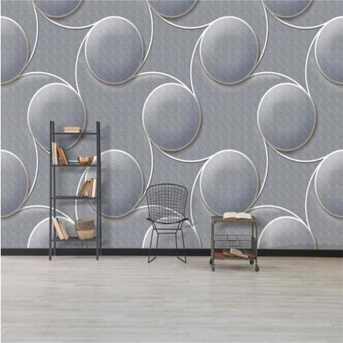 Nordic Minimalistic Gray 3D Three-dimensional Round Photo Wall Paper Modern Home Decor Living Room Bedroom Background Wallpaper