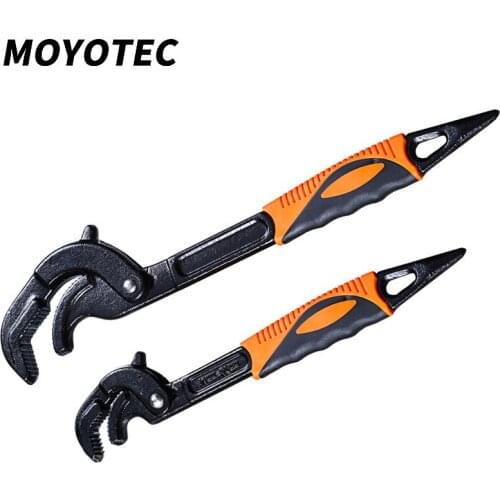 MOYOTEC 2 Universal Key Pipe Wrench Open End Wrench Set High Carbon Steel Snap Button N-grip Tool Multi-purpose Tool for Plumber