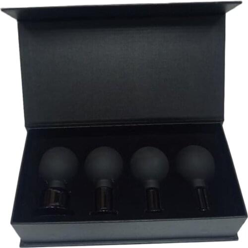 Black Facial Dedicated Face Lift Rubber Silicone Glass Vacuum Massage Cupping Hijama Cups