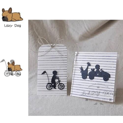Cycling Boy Flag Metal Cutting Dies Scrapbooking Stencil DIY Decorative Craft Embossing Die Cuts Card Making New Dies For 2020