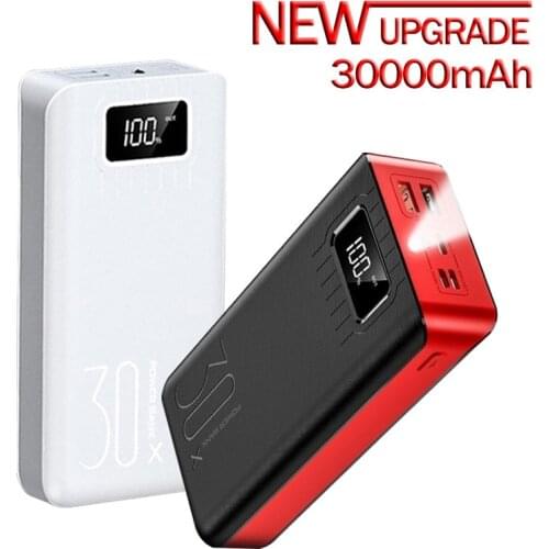 Power Bank 30000mAh Portable Charger LED Typ-c External Battery Power Bank PD Two-way fast charging PoverBank for Android phones