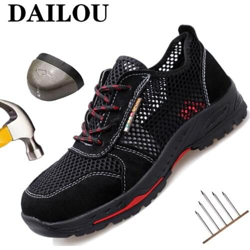 Protective Mens Safety Shoes Breathable Work Boots Male Anti-Puncture Work Shoes Steel Toe Cap Safety Boots For Men Sneakers