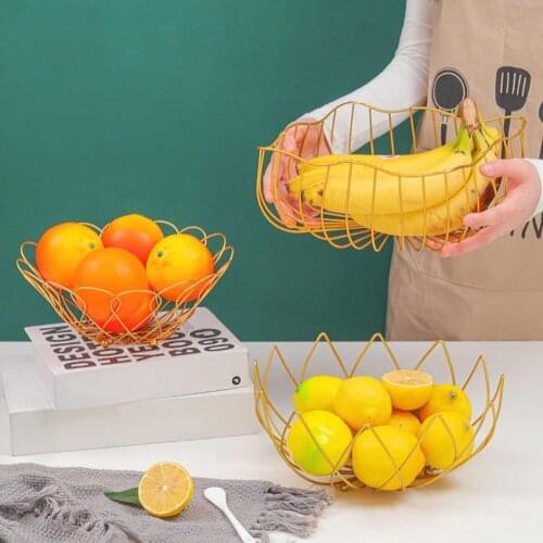 Iron Fruit Basket Luxury Nordic Style Household Snack Metal Fruit Stand Snacks Bread Storage Drain Basket for Kitchen