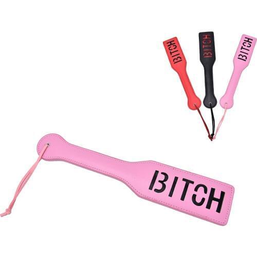 1Pcs Submissive Slave Kinky Fetish BDSM Whip Torture Gear Bitch Black Red Pink BlTCH SM Flog Spank Paddle Beat Sexy Toy