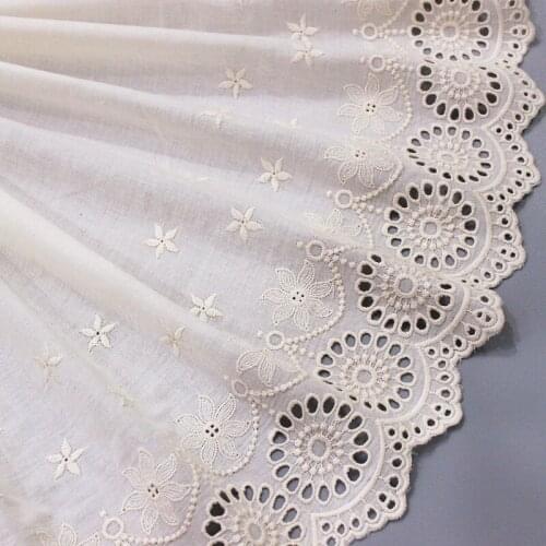 2yards/Lot Hollow Flower Apricot Ultra-Wide Skirt Lace Cotton Embroidered Curtain Sofa Lace Decorative Fabric 40cm