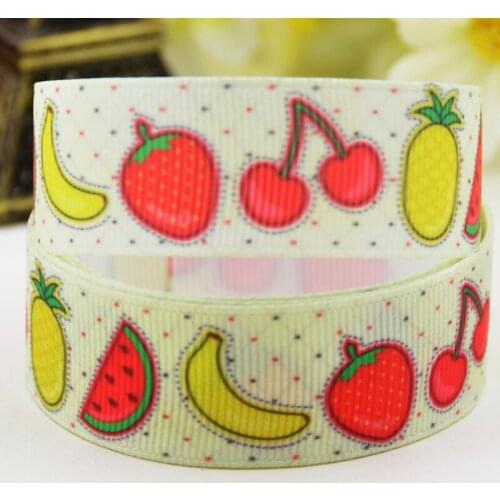 7/8'' 22mm,1" 25mm,1-1/2" 38mm,3" 75mm fruit Character printed Grosgrain Ribbon party decoration X-02227 10 Yards