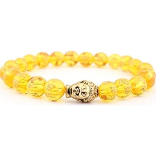8mm Citrine multicolor Agate Chakra Healing Reiki Buddha Yoga Bracelet elastic adjustable Volcanic Stone Bangles yhf34