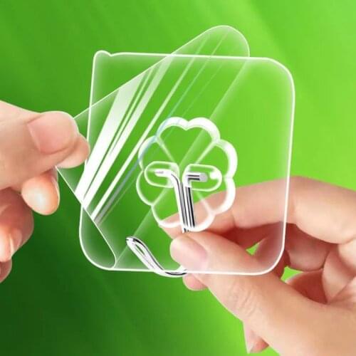 8PCS/Set Sticking Hooks Transparent Wall Hook For Kitchen Bathroom Storage Waterproof Hanger Adhesive Accessory