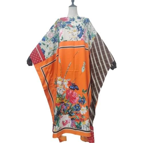Bohemian 2021 New Floral Summer Malaysia Muslim Women Batwing Sleeve Floor Length Kaftan Dress Dashiki African BouBou Gowns