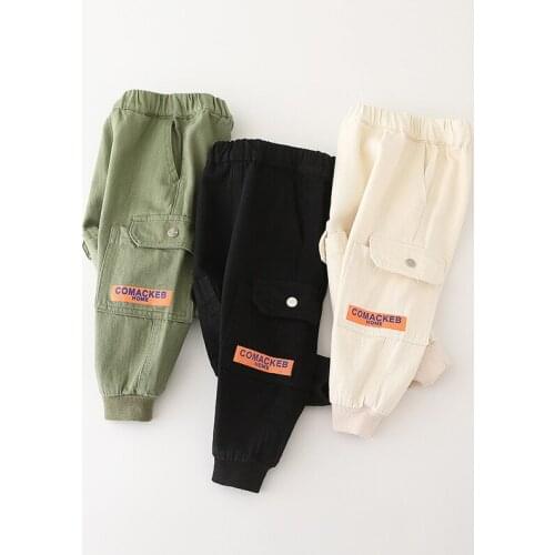 Boys Cargo Pants 2020 New Spring Autumn Children Cotton Big Pockets Casual Trousers 2-7 Years old