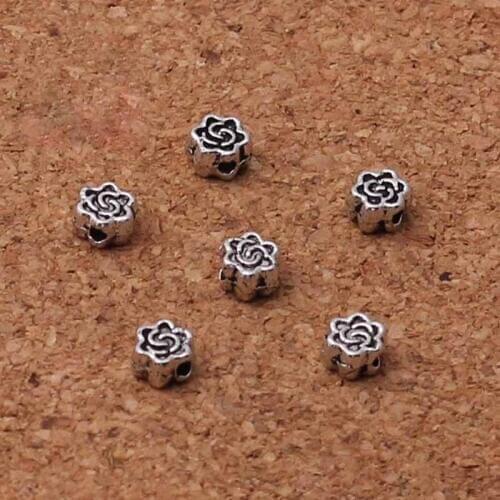 50pcs/lot Fashion Tibetan Silver Flower Cute Metal Beads 5x3mm Handmade Bracelets Beading Spacer Loose Findings DIY Jewelry Make