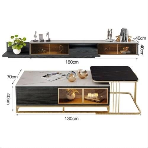 Tea table light luxury modern small family living room family rock plate simple tea table TV cabinet