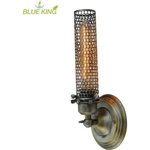 Rustic grey silver small metal cage wall sconce Loft Classical Luminaire E27 Bedroom Bedside Light Christmas Decor