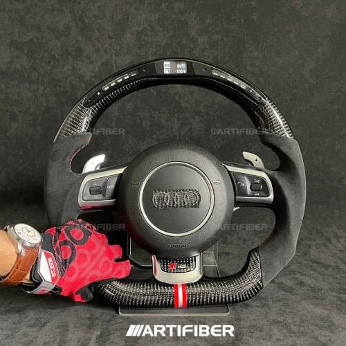 Race display 100% Real Carbon Fiber LED Steering Wheel for Audi R8
