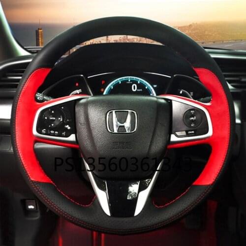 For Honda steering wheel cover Civic CRV HR-V Accord XRV JAZZ leather hand-sewn grip cover