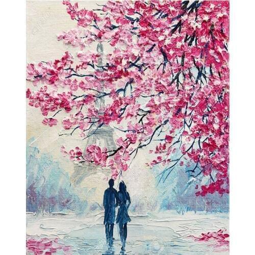 GATYZTORY Sakura Lovers DIY Painting By Numbers HandPainted Oil Painting Drawing On Canvas Home Decoration Unique Gift