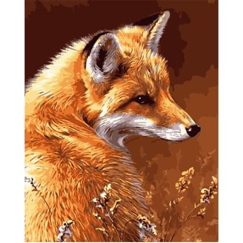Painting By Numbers DIY Dropshipping 40x50 60x75cm Wild grass from the fox Animal Canvas Wedding Decoration Art picture Gift