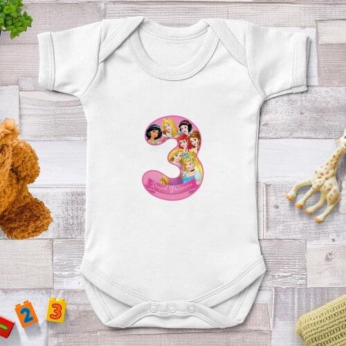 Baby Rompers Disney Princess Printed Funny Newborn Clothes Numbers 12345 Infant Toddler Playsuit Baby Clothes 0-24M