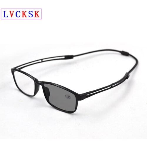 Magnet Hanging necK Photochromic Reading Glasses magnifier Women Men Presbyopia Sunglasses Adjustable Legs Spectacles 0,+1~+4 L3