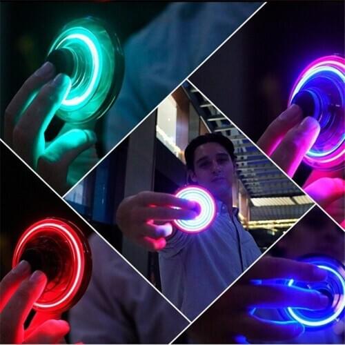 Metal LED Gyro Spinner USB Charge Relief Toy Decompression Kinetic Fingertip Aluminum Alloy Adult Hypnosis Gift for Men Dropship