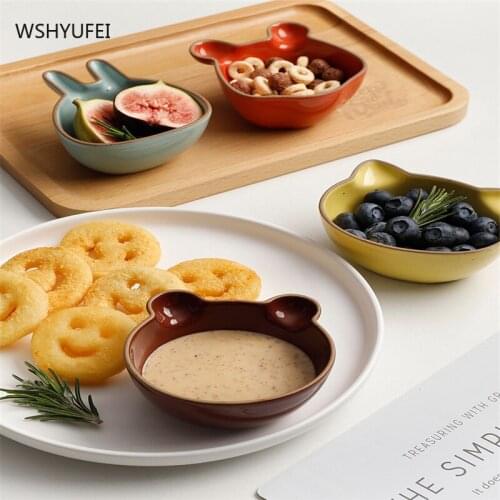 Cute ceramic seasoning dish smooth and delicate Japanese dipping sauce cartoon creative snack snack seasoning soy sauce dish