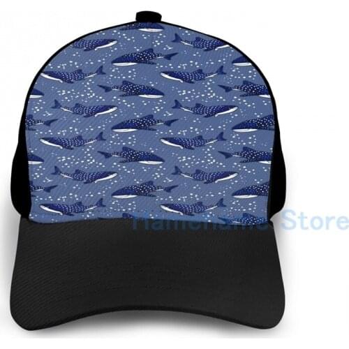 Fashion Starry Whale Sharks (Dark version) Basketball Cap men women Graphic print black Unisex adult hat