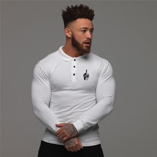 New Spring Autumn polo shirt men Long sleeve polos shirts slim fit mens gym clothes bodybuilding fitness streetwear poloshirt