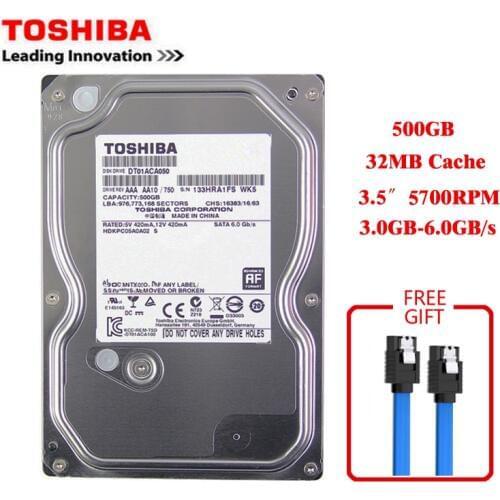 Toshiba brand 500GB desktop computer 3.5" internal mechanical hard disk SATA3 3-6Gb / s HDD 32MB Cache 500GB 5700RPM buffer
