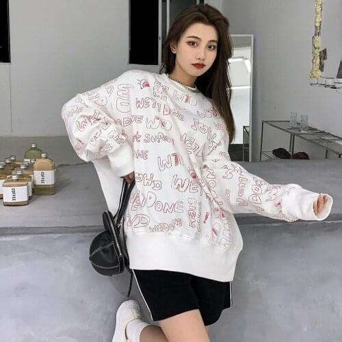 2021 New Autumn High Quality Women Sweatshirt Print Loose Men Pullovers White Fashion Casual Elegant Unisex Sweatshirt T550