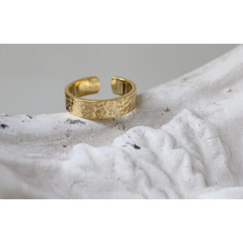 New Texture Gold Open Rings Female Vintage Jewelry Minimalist Stainless Steel Rings For Women Anillos Mujer 2021 Gift