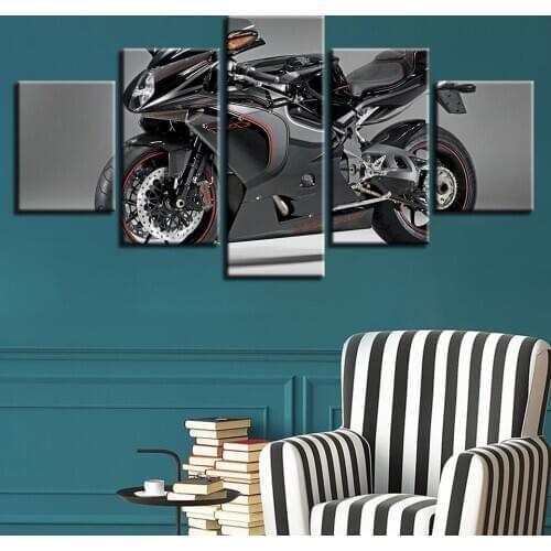 Powerful Racing Motorcycle Modern Canvas HD Prints Posters Home Decor Wall Art Pictures 5 Pieces Art Paintings No Frame