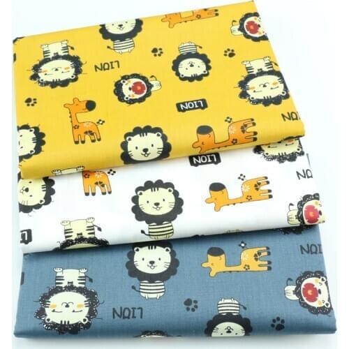 Printed Lion Deer 100% Cotton Fabric For Kid,DIY Bedding Textile Fabric,Sewing Quilting Fat Quarters Material For Baby&child