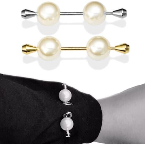 10pcs/lot Pearl Screw Straight Brooch Pin Sweater Buckle Bars Sticker Scarf Clip Women Mens Jewelry Wholesale