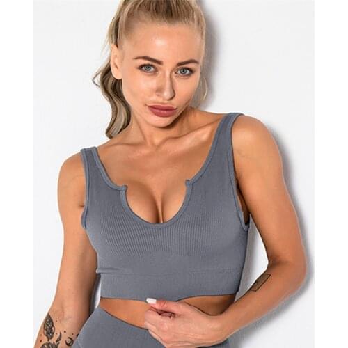 Sexy Sports Bras For Women Seamless Bras Shockproof Underwear Summer Beauty Back Bras V-Neck Breathable Underwear Comfy Gym Tops