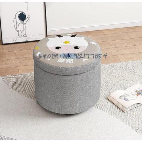 Nordic Solid Wood Small Stool Household Cute Small Stool Fabric Fashion Creative Round Stool Shoe Stool