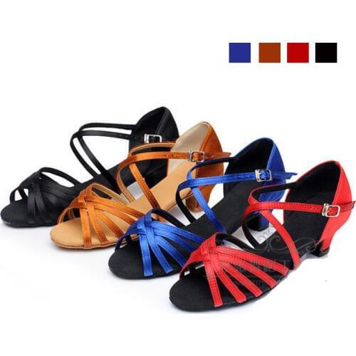 Ballroom Salsa Tango Latin Dance Shoes Low Heels Dancing For Kids Girls Children Women Ladies