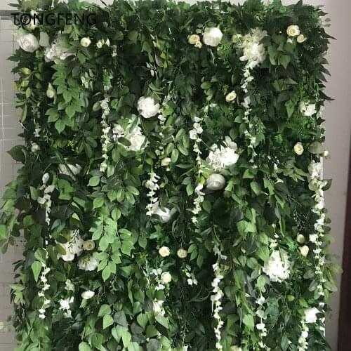 TONGFENG 8pcs/lot Tropical plant 3D wall Flower runner wedding Artificial green plants wedding backdrop decoration