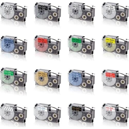 UniPlus 6mm 9mm 12mm Label Tapes Compatible Casio XR-12X XR 9X XR-12WE XR-9WE XR6X for Casio Kingjim Label Maker Printer Ribbon
