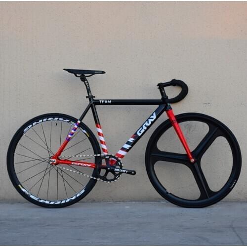 Gray Fixed Gear BIKE 52CM Single Speed Bike Aluminium Alloy Frame Track Bicycle 700C 3 spokes Magnesium Alloy Wheel V Brake