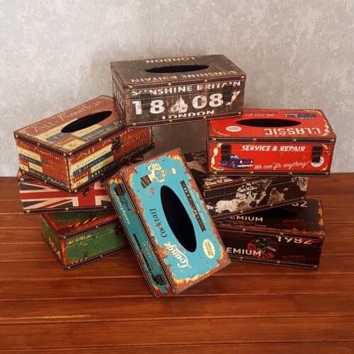 Retro vintage accessories wooden cardboard boxes Creative napkin boxes waterproof tissue boxes home wall decoration accessories