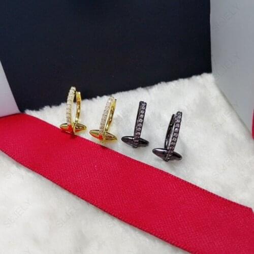 SLJELY Fashion Puck Rock 925 Sterling Silver Yellow Gold Color Spike Rivet Earrings Micro Cubic Zirconia Women Gothic Jewelry