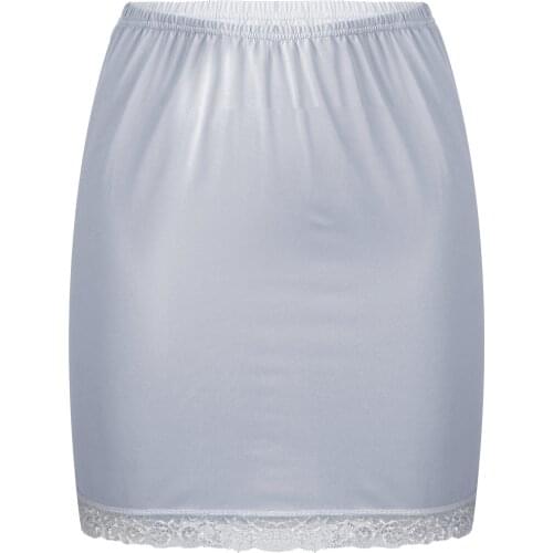 Women Girls Mini Underskirt Sexy Lace Floral Hem Petticoat Short A Line Smooth Skirt Commuter Office High Waist Skirts Underwear