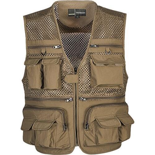 Outdoor Fishing Vests Quick Dry Breathable Multi Pocket Mesh Jackets Photography Hiking Vest Army Green Fish Vest