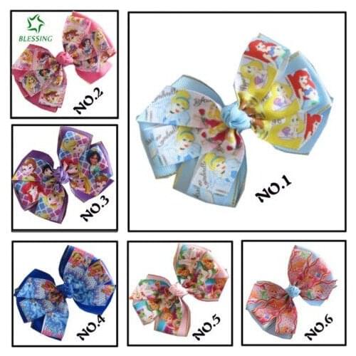 24 BLESSING Happy Girl 4" Double Abby Hair Bow Clip Princess New Ribbon