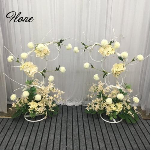 33.4in Tall Wedding arch stand artificial flowers donut metal road lead backdrop decorative flowers stand arrangement decor