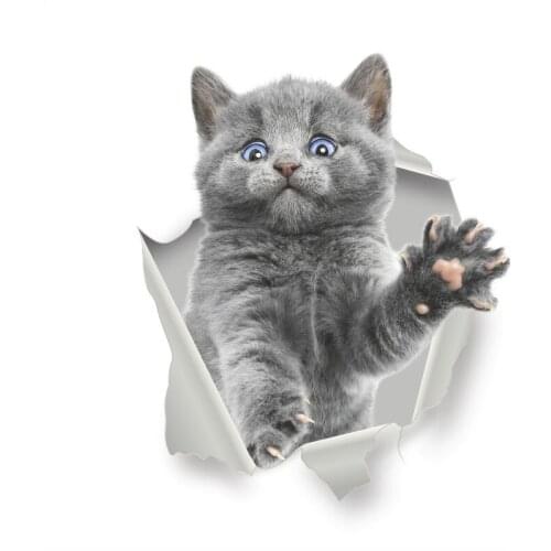 3d Vivid Hole Cat Dog Wall Sticker Bathroom Toilet Kids Room Decoration Wall Decals Sticker Refrigerator Waterproof Poster