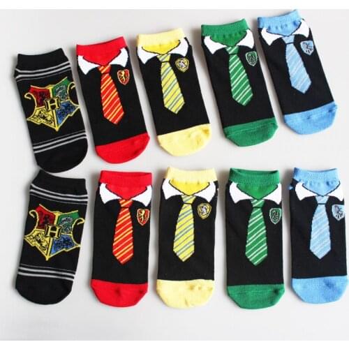 5 Pairs/Pack Magic Tie Pattern Couple Women cotton boat Socks Academy College style Casual Cosply Boy Ankle Low