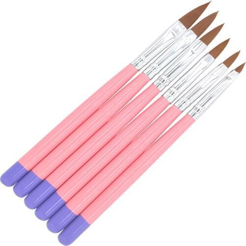YWK 6Pcs Nail Brush Set UV Gel Acrylic Pupple Nail Brush Pen For Nail Art, Manicure Pedicure Tool #30
