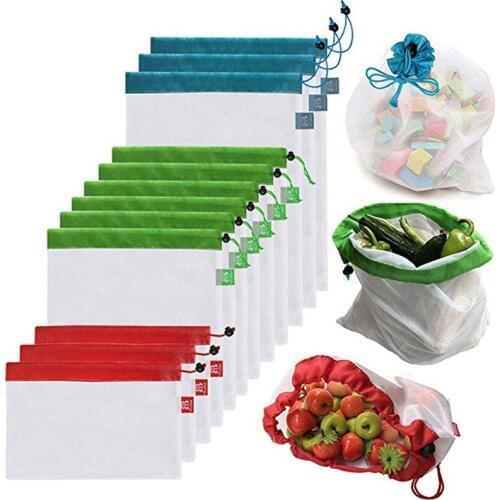 ANDES Reusable Mesh Produce Bags Washable Bags for Grocery Shopping Storage Fruit Vegetable Toys Sundries Organizer Storage Bag